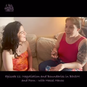When filming porn or exploring kink, like impact play, bondage, or humiliation, consent becomes more complex and nuanced than off-camera or vanilla sex. Hazel Havoc, a long-time pro-domme, pornstar and personal life kinkster, explains methods to ensure that all participants are experiencing BDSM and porn in a way that is positive and desirable. Hazel uses a variety of communication strategies to prepare for scenes that range in their depth and formality depending on the circumstances. She shares the little card she keeps in her wallet to remind her of the categories of questions to check in about before play. She also describes the longer questionnaire she uses with more professional, complex scenes. Even with ample preparation, not every situation works for all participants; safe words, repair and aftercare are also important components of positive sex. These approaches may be most useful for people engaging in BDSM play, or producing or starring in porn. However, the ethos of extensive conversation before, during and after play can also apply to less kinky sexual play and vanilla romantic partnerships, wherein negotiation deepens connection and trust.